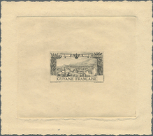 Französisch-Guyana: 1942, Airmails 50c. "Cayenne/Biplane", Epreuve D'artiste In Black With Blank Val - Neufs