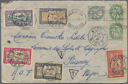 Französisch-Niger - Portomarken: 1931, France, 1 C Grey And 2 X 5 C Green, Mixed Franking On Underpa - Briefe U. Dokumente