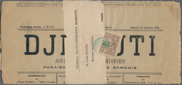 Französische Somaliküste: 1894, 10 C. Brown And Green, Vertical Bisected (right Part) Tied By Blue C - Sonstige & Ohne Zuordnung