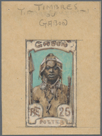 Gabun: 1910 Gabon, Original Hand Painted Artwork For The Pictorial Issue, Approximately 83x112mm, An - Ungebraucht