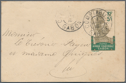 Gabun: 1916, 5 C Olive-grey/green "warrior", Postal Stationery Envelope, With Double Circle Dater CO - Ungebraucht