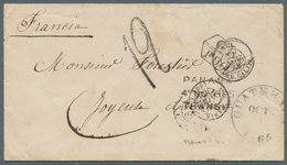 Guatemala: 1865. Stampless Envelope Addressed To France Cancelled By Guatemala Date Stamp Routed Via - Guatemala