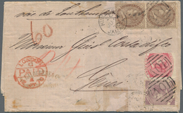 Jamaica: 1870, Entire Letter From KINGSTON To GENOVA, At Quadruple 2/8 Sh Rate Paid By 1 Sh (2), 2 D - Jamaica (1962-...)