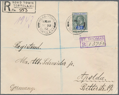 Jungferninseln / Virgin Islands: 1912 Registered Cover From Tortola To Germany Via St. Thomas, Danis - British Virgin Islands