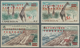 Kamerun: 1961/1962, Definitives Three High Values 5sh. On 100fr. To £1 On 500fr. With Red Overprint - Cameroun (1960-...)