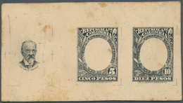 Kolumbien: 1904, 5 And 10 P. Frame Plus Medaillon-head, Proof On Cardboard, On Reversed Datestamp "J - Kolumbien