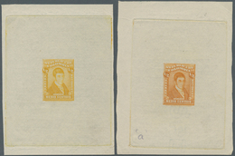 Kolumbien: 1917, Caldas 1/2 C. Single Die Proofs In Yellow Resp. Orange, With And W/o Watermarks, Sc - Colombia