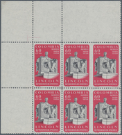 Kolumbien: 1960, Lincoln 60 C., A Bottom Right Corner Margin Block-6, Two Pairs Vertically Imperfora - Kolumbien