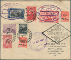 Kolumbien - Eilmarken: 1931 EXPRESO TOBON: DOX Cover From Rio De Janeiro To Cali, Colombia Via Buena - Colombie