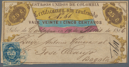 Kolumbien - Wertbriefsicherungsmarken: 1865, 25 C Cubierta (H&G CC 1) With Manuscript Sender Cartage - Colombia