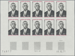 Komoren: 1971, One Year Death Of Charles De Gaulle Set Of Two In IMPERFORATE Blocks Of Ten From Lowe - Comores (1975-...)