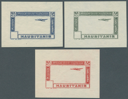 Mauretanien: 1942, Airmails, Design "Plane And Camel Caravan", Group Of Three Imperf. Stage Proofs S - Sonstige & Ohne Zuordnung