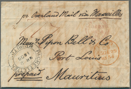 Mauritius: 1854/1855, Folded Letter "prepaid" Sent From "LIVERPOOL DE 23 1854" Transit London "vper - Mauritius (...-1967)