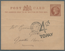 Mauritius: 1900. Great Britain Halfpenny Brown Postal Stationery Card (horizontal Wrinkles) Written - Mauritius (...-1967)
