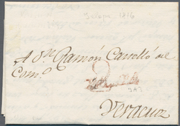 Mexiko: 1816, Entire Folded Letter W. Dateline "Xalapa Y Junio 2 1816" With Red S. L. "Xalapa" (JA3) - Mexiko