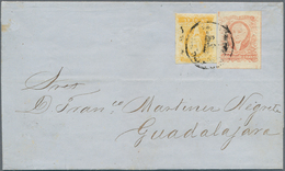 Mexiko: 1861, 1 R. Orange And 4 R. Rose, The Latter With Very Large Margins, On Entire Folded Letter - Mexiko