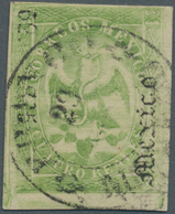 Mexiko: 1865, 4 R. Green With Distribution Number 52-1865, Only 1066 Copies Issued, Clean Used, A Be - Mexico