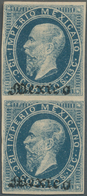 Mexiko: 1866, Maximilian 13 C. Litho From Plate I, A Vertical Pair With District Ovpt. "MEXICO" Only - Mexiko