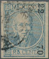 Mexiko: 1868, Hidalgo 25 C. Bold Numerals, Very Rare Retouch "85" Instead Of "25" C., Clean Used, Si - Mexique