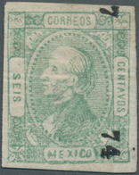 Mexiko: 1872, Hidalgo 6 C. Green, The Scarce Retouch In Pos. 96 Of Plate IV With Ovpt. 7-74, Unused - Mexiko