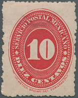 Mexiko: 1887, 10 C. Bluish Lined Paper In Scarce Compund Perf. 6:12, Unused Mounted Mint - Mexiko