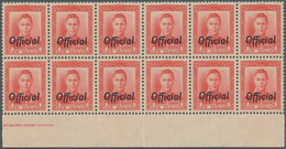 Neuseeland - Dienstmarken: 1938, KGVI Definitive 1d. Scarlet With Opt. ‚Official‘ Block Of 12 From L - Dienstmarken