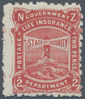 Neuseeland - Staatliche Lebensversicherung: 1905-06 Life Insurance 2d. Brown-red, Redrawn 'Lighthous - Officials