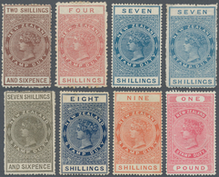 Neuseeland - Stempelmarken: 1882-1930 Postal Fiscal Stamps: Group Of Eight Queen Victoria Stamps Min - Postal Fiscal Stamps