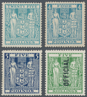 Neuseeland - Stempelmarken: 1931-1950 Postal Fiscal Stamps 'Arms' 25s. Greenish Blue, £4 Light Blue, - Steuermarken/Dienstmarken