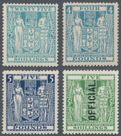 Neuseeland - Stempelmarken: 1931-1950 Postal Fiscal Stamps 'Arms' 25s. Greenish Blue, £4 Light Blue, - Postal Fiscal Stamps