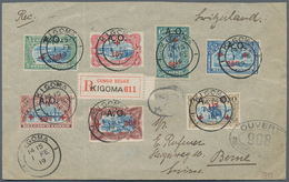 Ruanda-Urundi - Belgische Besetzung Deutsch-Ostafrika: 1919, Seven Red Cross Values With "A.O." Impr - Briefe U. Dokumente