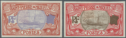 St. Pierre Und Miquelon: 1909, Sailing Ship, Two Color Proofs, Without Declaration Of Value In The C - Autres & Non Classés