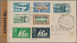 St. Pierre Und Miquelon: 1941, Overprint Issue "France Libre"  40 C. Blau And Brown And 50 C. Brown - Sonstige & Ohne Zuordnung