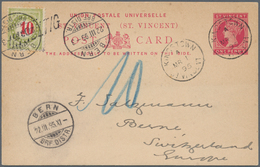 St. Vincent: 1893/95, Stationery Cards QV 1d (2) And 1 1/2d Used "KINGSTOWN" Via London To Switzerla - St.Vincent (1979-...)