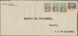 SCADTA - Länder-Aufdrucke: 1923, Bankletter From New York Without American Franking To Bogota. The E - Flugzeuge