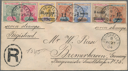 Seychellen: 1904 Registered Cover To Germany Franked By Seven Different Stamps, I.e. 2c. (SG 1), 3c. - Seychellen (...-1976)