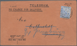 Kap Der Guten Hoffnung: 1906,orange Telegram Delivery Envelope Used As Form W. CGH 2 1/2d Ultra Tied - Cap De Bonne Espérance (1853-1904)