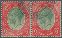 Südafrika: 1913-24 KGV. £1 Green & Red, Horizontal Pair, Used And Cancelled By Johannesburg 1923 Cds - Gebraucht