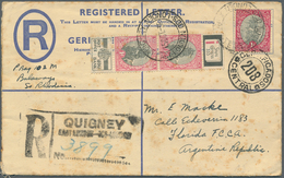 Südafrika - Ganzsachen: 1919/1936, Group Of 3 Stationeries: 4 D Blue KGV Registered Pse, Uprated Wit - Autres & Non Classés