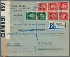 Tanger - Britische Post: 1944. Registered Envelope (minor Faults) Addressed To The 'Free French Nati - Postämter In Marokko/Tanger (...-1958)