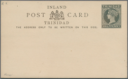 Trinidad Und Tobago: 1884, Stationery Card Very Rare PROOF Victoria 1/2 D In Black On Carton Paper, - Trinidad & Tobago (1962-...)