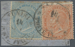 Tunesien: 1863, De La Rue (London Print) 10 Cent. Brown And 15 Cent. Blue On Fragment Tied By "TUNES - Briefe U. Dokumente