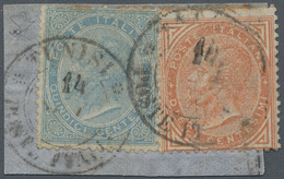 Tunesien: 1863, De La Rue (London Print) 10 Cent. Brown And 15 Cent. Blue On Fragment Tied By "TUNES - Lettres & Documents