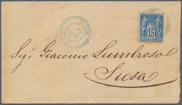 Tunesien: 1881. Envelope (small Faults/fold) Addressed To Susa Bearing France 'Type Sage' Yvert 90, - Covers & Documents