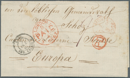 Uruguay: 1867, MONTEVIDEO A Schoz (Suiza). Fechador "Montevideo Paid" En Rojo, Aplicade Debido A La - Uruguay