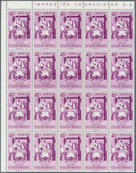 Venezuela: 1952, Coat Of Arms 'BOLIVAR‘ Normal Stamps Complete Set Of Seven In Blocks Of 20, Mint Ne - Venezuela