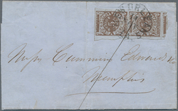 Konföderierte Staaten Von Amerika: NEW ORLEANS, LA.: Vertical Pair 5c. Red-brown On Bluish Paper, Us - 1861-65 Confederate States