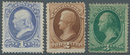 Vereinigte Staaten Von Amerika: 1870-71 Definitives 1c., 2c. And 3c. All Unused, 1c. Without Gum, 2c - Lettres & Documents