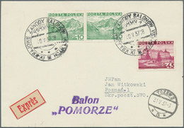 Ballonpost: 1937, 30.V., Poland, Balloon "Pomorze", Card With Black Postmark And Arrival Mark, Only - Mongolfiere