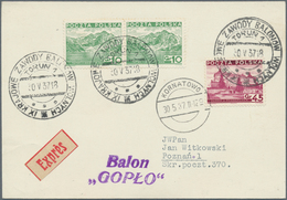 Ballonpost: 1937, 30.V., Poland, Balloon "Gopło", Card With Black Postmark And Arrival Mark, Only 91 - Montgolfières